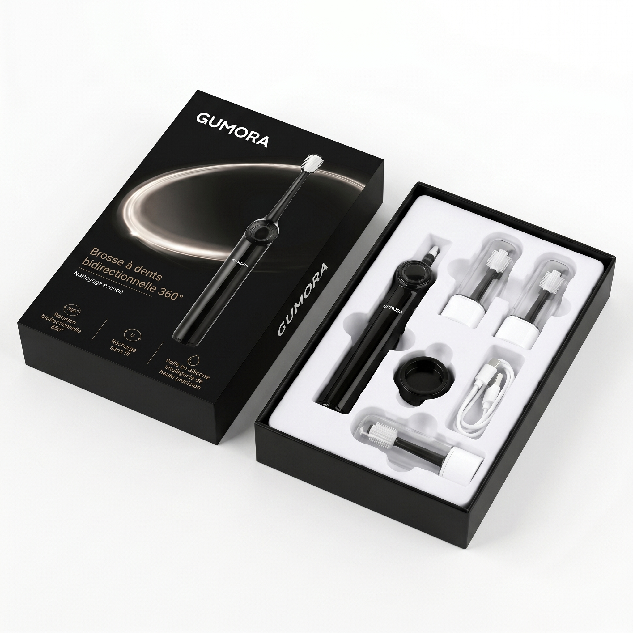 GUMORA 3 en 1: Brosse Bidirectionnelle 360°