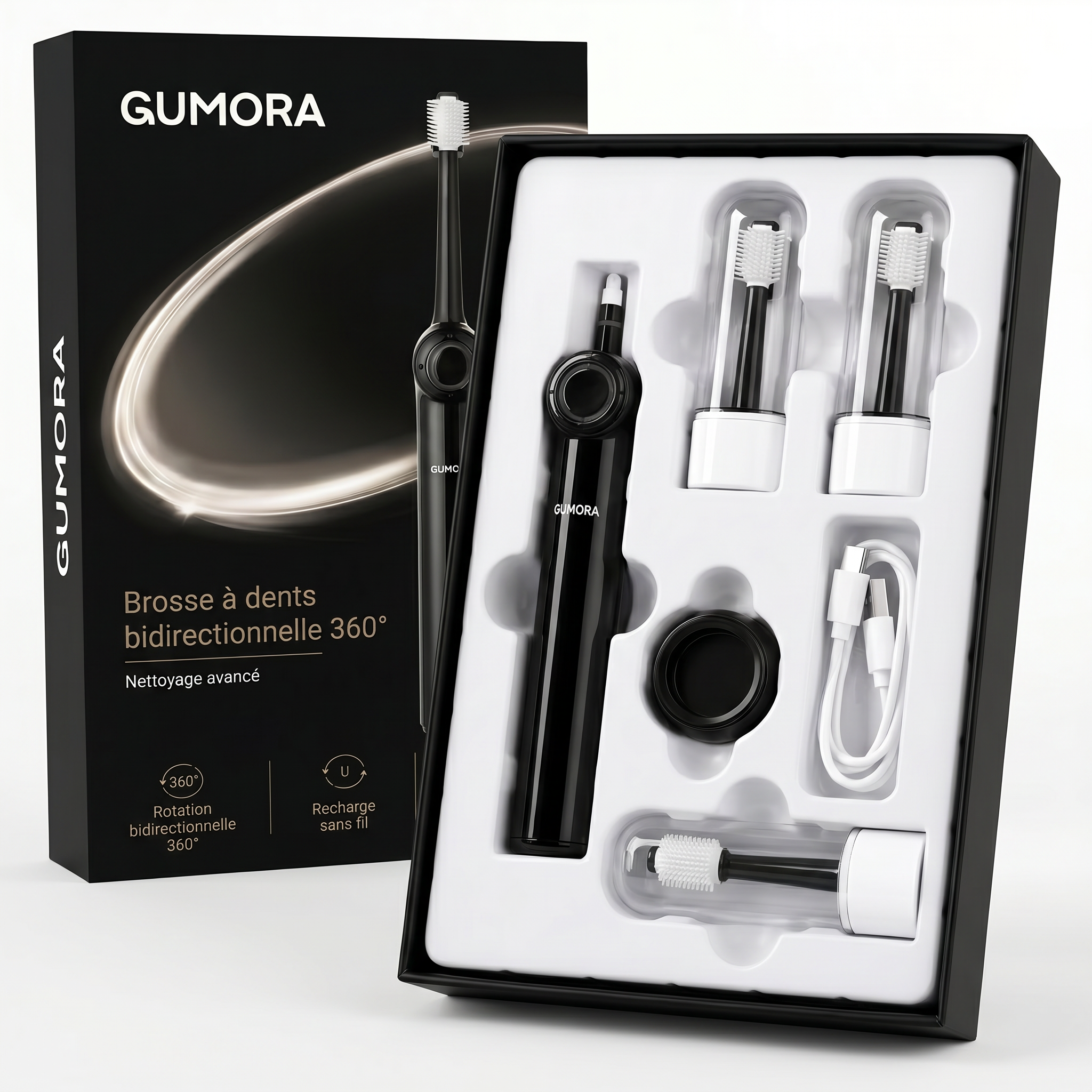GUMORA 3 en 1: Brosse Bidirectionnelle 360°